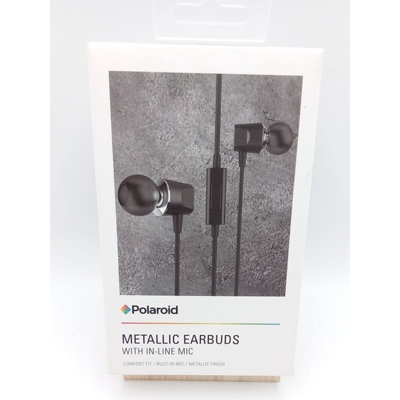 Polaroid Metallic Earbuds with In-Line Mic Black - Picture 1 of 3